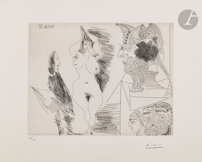 null Pablo Picasso (1881-1973)
Jeune femme et gentilhomme ; sculpture égyptienne...