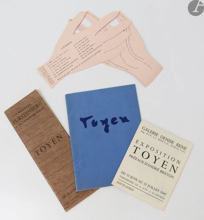  TOYEN.
Set of 4 catalogs or invitations for exhibitions devoted to the works of... Gazette Drouot