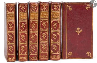  BIBLE. Biblia sacra Vulgatæ editionis. Cologne : Jacobum Naulæum, 1679. — 6 volumes...