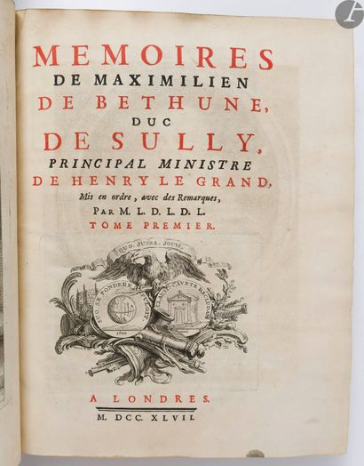  SULLY (Maximilien de Béthune, duc de). Mémoires de Maximilien de Bethune, duc de...