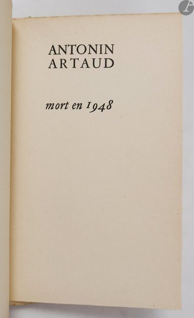 ARTAUD (Antonin). Le Théâtre de Séraphin. S.l. : L'Air du temps, [1948]. — In-12,...
