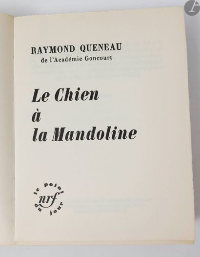 null QUENEAU (Raymond).
Le Chien à la Mandoline.
Paris : Nrf, Le Point du jour, [1965]....