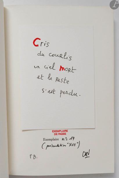 null BOURGEADE (Pierre) - MARIE L.
No Love.
Paris : Librairie Entre Les Lignes, [2000]....