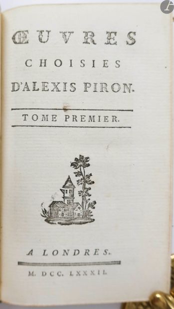  PIRON (Alexis). Œuvres choisies. Londres, 1782. — 3 volumes in-18, maroquin rouge,...