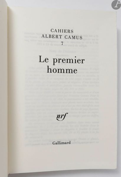  CAMUS (Albert). Le Premier homme. Paris : Gallimard, [1994]. — In-8, broché. Édition...