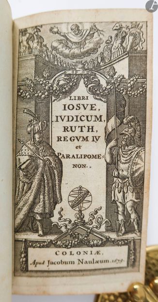 null BIBLE.
Biblia sacra Vulgatæ editionis.
Cologne : Jacobum Naulæum, 1679. — 6...