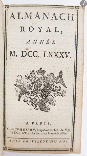  [ALMANACH]. Almanach royal, année M. DCC. LXXXV. Paris d'Houry, [1785]. [Suivi de]...