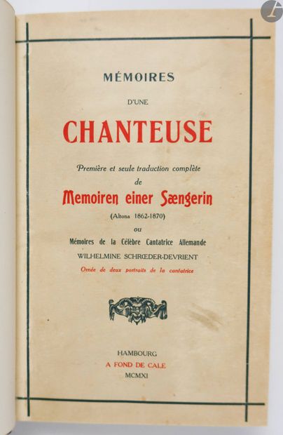 null [APOLLINAIRE (Guillaume) - CENDRARS (Blaise).
Memoirs of a Singer. First and...