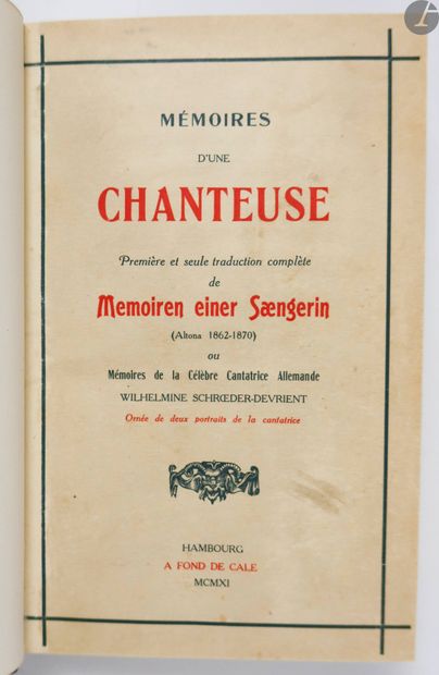 null [APOLLINAIRE (Guillaume) - CENDRARS (Blaise)].
Mémoires d'une chanteuse. Première...