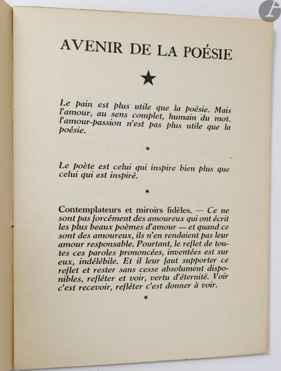  ÉLUARD (Paul). Avenir de la poésie. Paris : GLM, 1937. — Brochure in-12, broché....