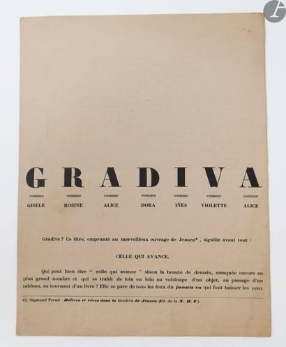 [SURRÉALISME]. Gradiva. [Paris, 1937]. — Brochure...