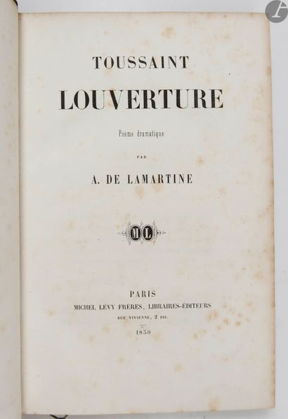  [ESCLAVAGE] - LAMARTINE (Alphonse de). Toussaint Louverture. Poème dramatique. Paris...