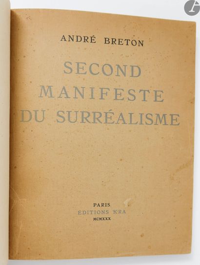 null BRETON (André).
Second manifesto of surrealism.
Paris : Kra, 1930. - In-4, marbled...