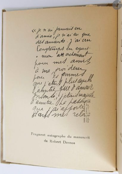  DESNOS (Robert). La Liberté ou l'amour ! Paris : Éditions du Sagittaire, Simon Kra,...