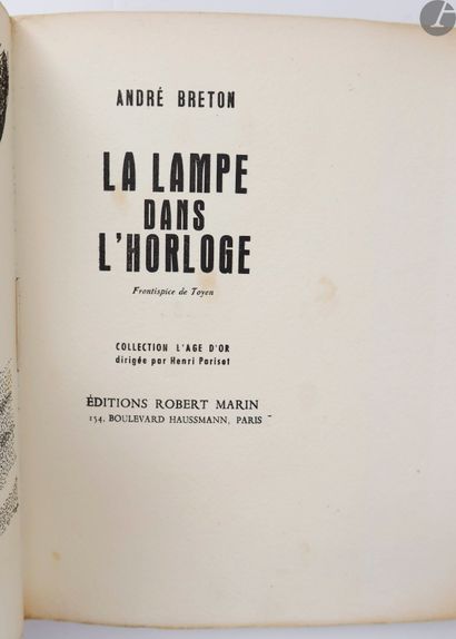 null BRETON (André).
La Lampe dans l'horloge.
Paris : Robert Marin, [1948]. - In-12,...