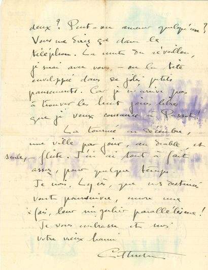 null COLETTE (1873-1954). L.A.S. « Collerette », Bayonne 192.., à Charlotte Lysès ;...