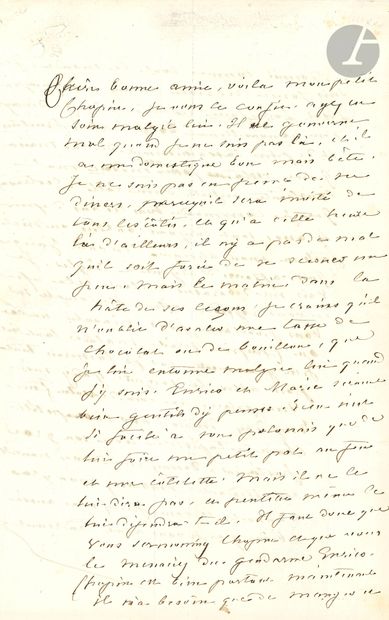 null George SAND (1804-1876). L.A., [Nohant 28 (?) octobre 1843, à Charlotte Marliani] ;...