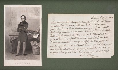 null Louis BLANC (1811-1882). P.A.S., Londres 8 janvier 1862 ; 1 page oblong in-8,...