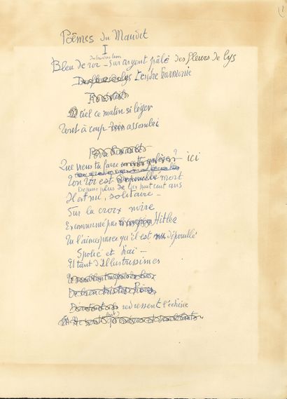 null Georges ROUAULT (1871-1958). Manuscrit autographe signé, Poèmes du Maudit, Palais...