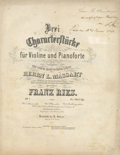 [Henry VIEUXTEMPS]. 3 printed scores with...