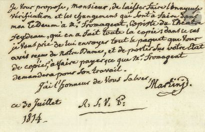 Jean-Paul-Égide MARTINI (1741-1816). L.A.S.,...