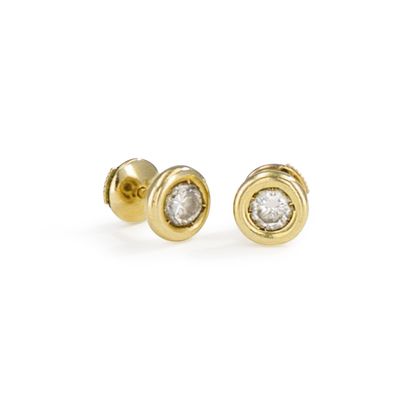 Pair of 18K (750) gold earrings each set...