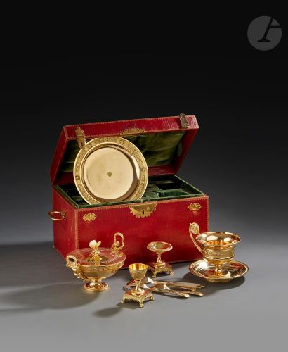 null PARIS 1809 - 1819
Nécessaire de voyage en vermeil complet dans son coffre en...