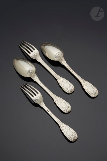 PARIS 1766 - 1767
Pair of silver cutlery,...