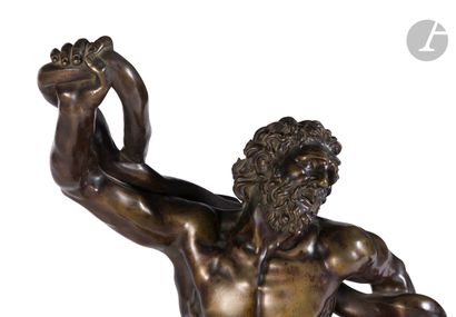 null Grand groupe en bronze à patine brune représentant le Laocoon d’après l’antique ;...