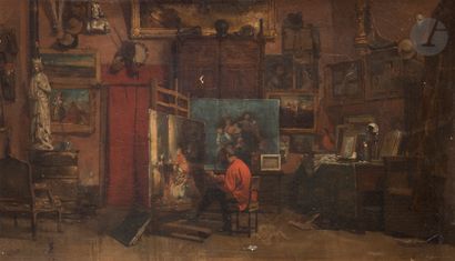 null Sébastien Charles GIRAUD (Paris 1819 - Sannois 1892)
L’Atelier de l’artiste
Toile
Signée...