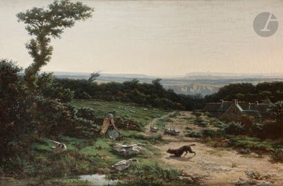 null Alexandre SÉGÉ (1818-1885)
L’Éleveuse d’oies
Huile sur toile.
Signée en bas...