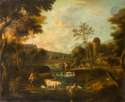 null 18th century VENICE school
Shepherds and their flock; The crossing of the ford;...