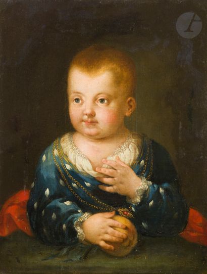 null Attribué à Antonio AMOROSI (1660 - 1738)
Portrait d’un enfant tenant un fruit
Toile
48,2 x 37,5 cm
Porte...