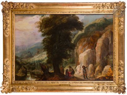 null Joos de Momper (Antwerp 1564 - 1635)
Travelers in a mountain landscape with...