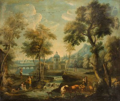 null 18th century VENICE school
Shepherds and their flock; The crossing of the ford;...
