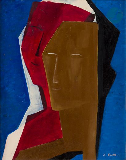 null Jean CROTTI (1878-1958)
Visages cubistes, vers 1929
Huile sur panneau.
Signée...