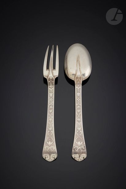 null FRANCE XXth CENTURY
Prototype of silver cutlery: the spoon and fork of model...