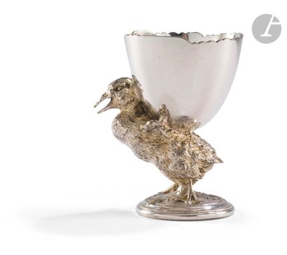 null 
PARIS CIRCA 1877



Egg cup in METAL, the round base receives a chick in the...