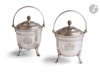FRANCE XIXth CENTURY
Pair of silver covered...