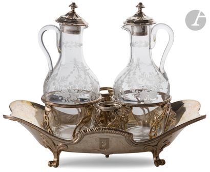 null PARIS 1754 - 1755
A silver oil and vinegar cruet in the form of a quadripod...