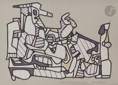 null Jean DUBUFFET (1901-1985)
Composition, vers 1964
Feutre et collage.
Signé et...