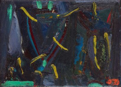 null Olivier DEBRÉ (1920-1999)
Composition, circa 1947
Oil on canvas.
Monogrammed...