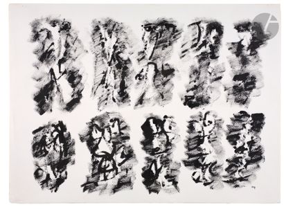 null Henri MICHAUX (1899-1984)
Composition, 1967
Acrylique sur papier.
Monogrammée...