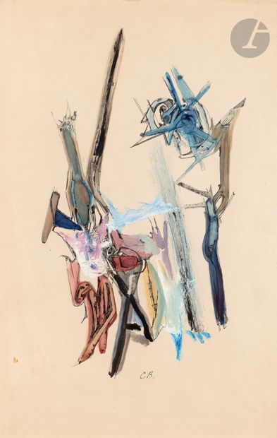 null Camille BRYEN (1907-1977)
Composition, 1947
Encre, aquarelle et gouache.
Monogrammée...