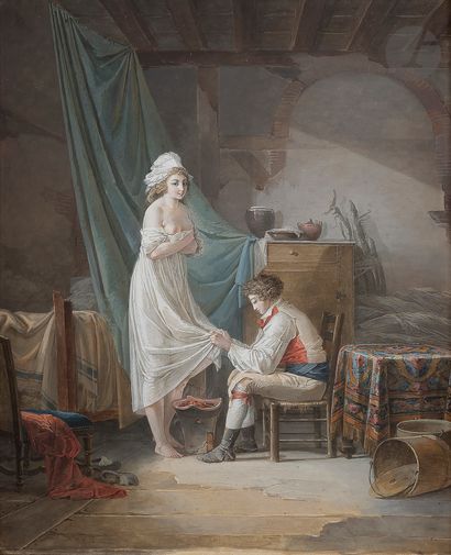 null Jean-Baptiste MALLET (Grasse 1759 - Paris 1835)
La Chaufferette
Gouache sur...