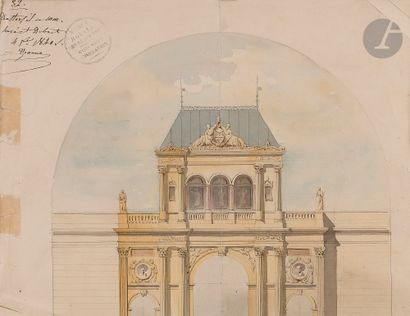 null Denis-Louis DESTORS (Gonesse 1816 - Choisy-Le-Roi 1882
)Set of 9 sheets Château...