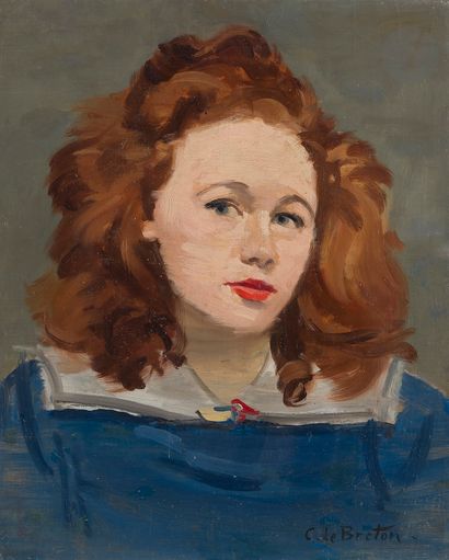 null Constant LE BRETON (1895-1985)
Portrait de jeune fille
Huile sur toile.
Signée...