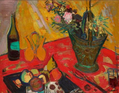 null Roger Marcel LIMOUSE (1894-1990)
Nature morte au panier fleuri
Huile sur toile.
Signée...