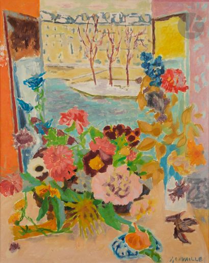 null Jules CAVAILLÈS (1901-1977)
Corbeille de fleurs sur la neige
Huile sur toile.
Signée...