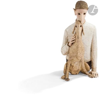 null Jean-Jules CHASSE-POT (1933-2010
)Man with
greyhoundPaper mache
sculpture

(soiling).
92...